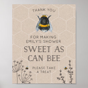 Bee Baby Shower Natural Favests-tecken Poster