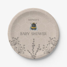 Bee Baby Shower Natural Papper Plate