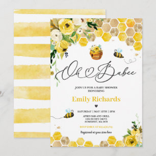 Bee Baby Shower Oh Babee Mamma to Bee Baby Shower Inbjudningar