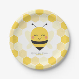 Bee Baby Shower Pappert Tallrikar med Honeycomb De