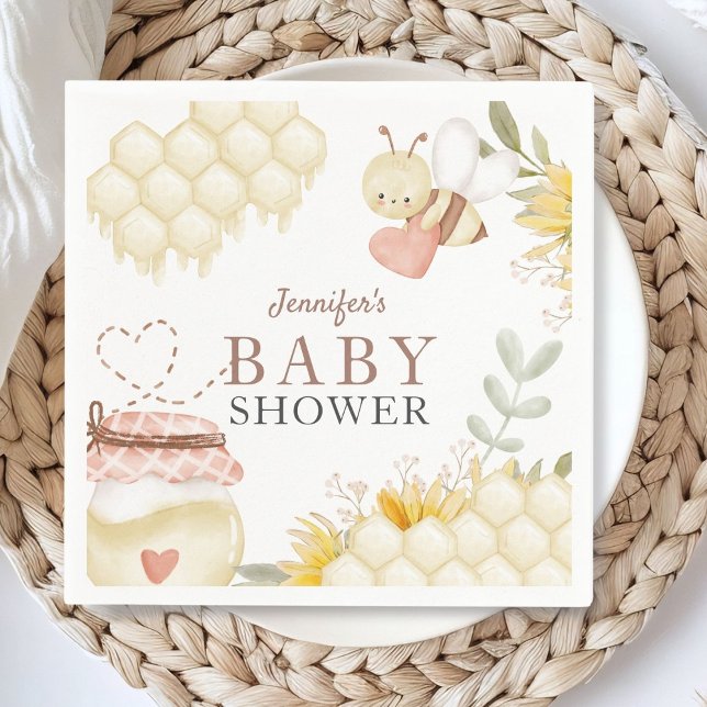 Bee Baby Shower Papprare Tallrikar Pappersservett (Skapare uppladdad)