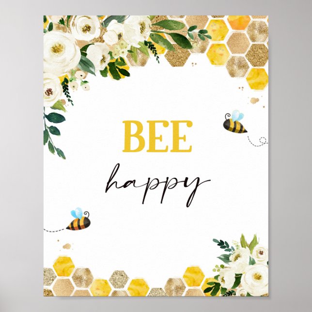 Bee Baby Shower Party-signera Mamma till Bee Decor Poster (Framsidan)