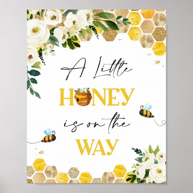 Bee Baby Shower Party-signera Mamma till Bee Decor Poster (Framsidan)