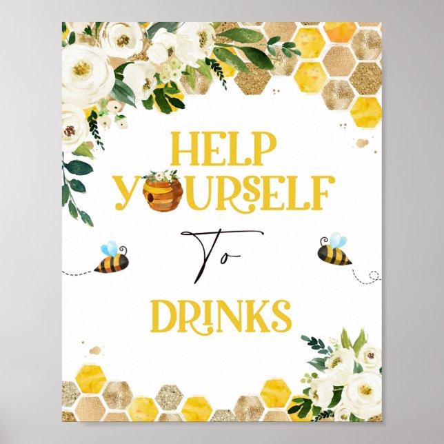 Bee Baby Shower Party-signera Mamma till Bee Decor Poster (Framsidan)