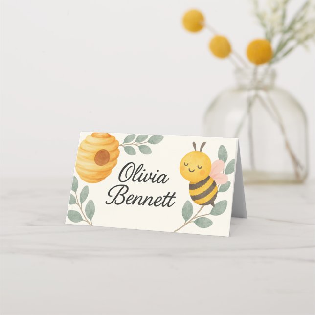 Bee Baby Shower Place Card Placeringskort (Framsida)