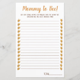 Bee Baby Shower-spel. Filmer, sång, fraser.