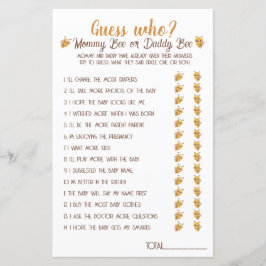 Bee Baby Shower-spel. Gissa vem?