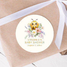 Bee Baby Shower Sticker Runt Klistermärke