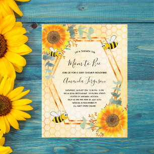 Bee Baby Shower sunblommor greenery mamma to be Inbjudan Vykort