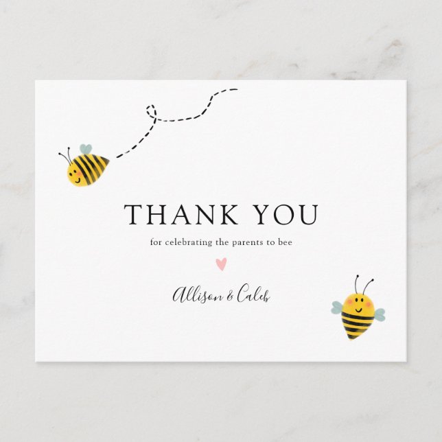 Bee Baby Shower Tack Vykort (Framsida)