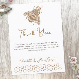 Bee Baby Shower Tack Vykort