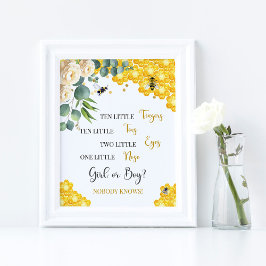 Bee Baby Shower Ten Little Finger Sign Poster