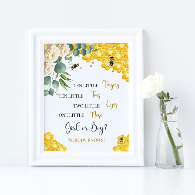 Bee Baby Shower Ten Little Finger Sign Poster (Skapare uppladdad)