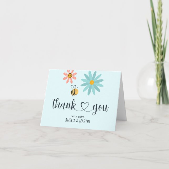Bee Baby Shower, vikt tackkort (Framsida)