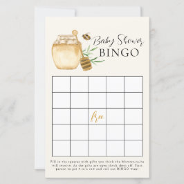 Bee Baby Shower Yellow Bingo Game Card