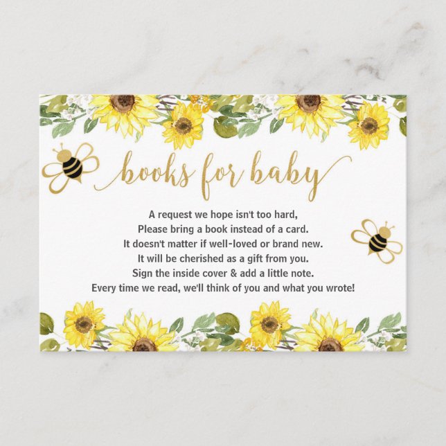 Bee babydusch bok-begäran infogar flicka baby tilläggskort (Framsida)