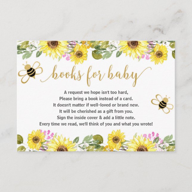 Bee babydusch bok-begäran infogar flicka baby tilläggskort (Framsida)