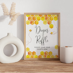 Bee babydusch Diaper Raffle-skylt Poster