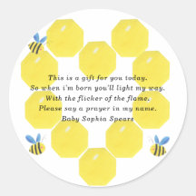 Bee babydusch - Prayer Candle-etikett