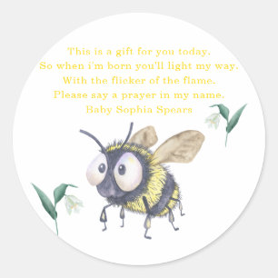 Bee babydusch - Prayer Candle-etikett Runt Klistermärke