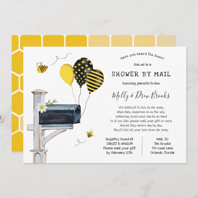 Bee-babyvisningsprogram efter e-post inbjudningar (Fram/baksida)