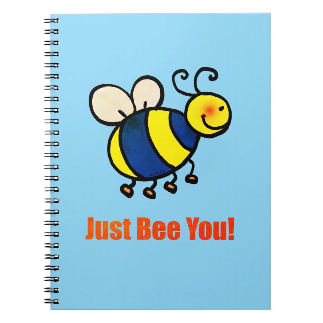 Bee bara du Lycklig Tecknad Bee Anteckningsbok (Framsidan)