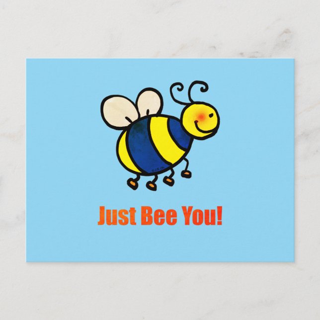 Bee bara du Lycklig Tecknad Bee Vykort (Framsida)