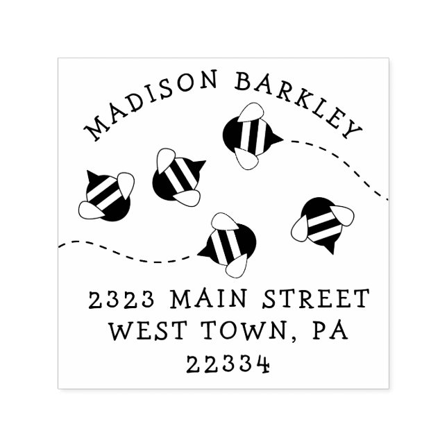 Bee Barn Cute Beehive Returadress Frimärke Självfärgande Stämpel (Design)