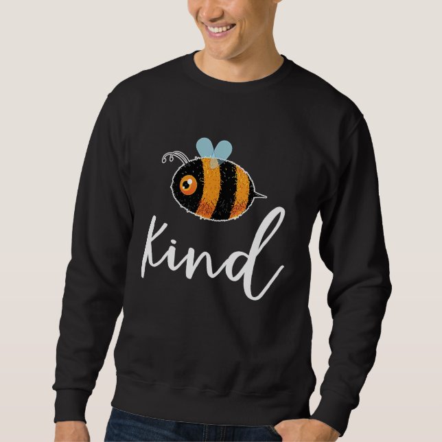 Bee Be Kind Cute  Inspirational Motivational Lång Ärmad Tröja (Framsida)