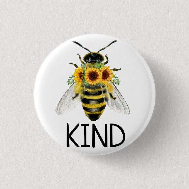 Bee be like Painting Sunblommor Kindness Button Knapp (Framsida)