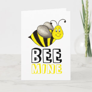 Bee (be) Mine Happy Valentine Day Bumblebee Hive Helgkort
