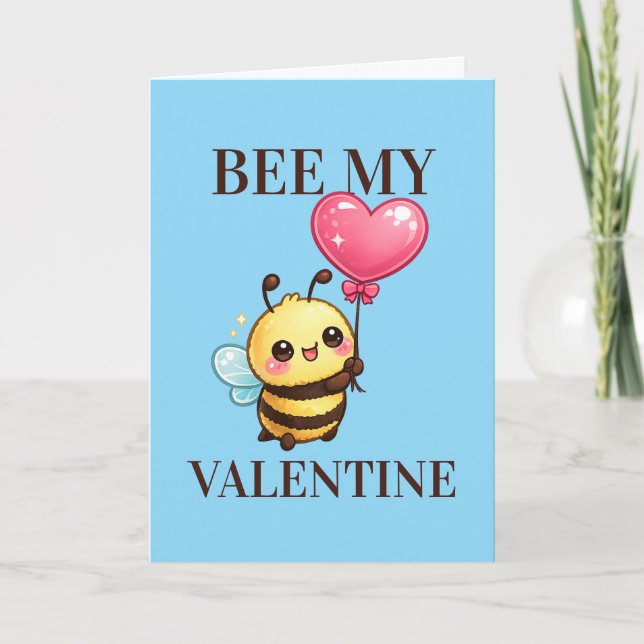 Bee be My Valentine Pun Humor Helgkort (Framsida)
