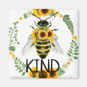 Bee be vara vänligt målade solblommor, indness Mag Magnet