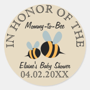 Bee Bee Bee Baby Shower Stickers - Mamma till Bee Runt Klistermärke