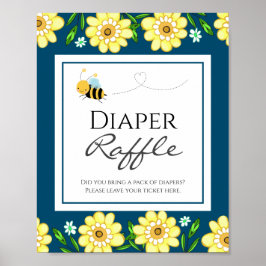 Bee Bee Bee Diaper Raffle Party Sign Poster