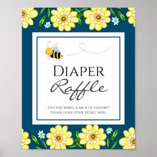 Bee Bee Bee Diaper Raffle Party Sign Poster