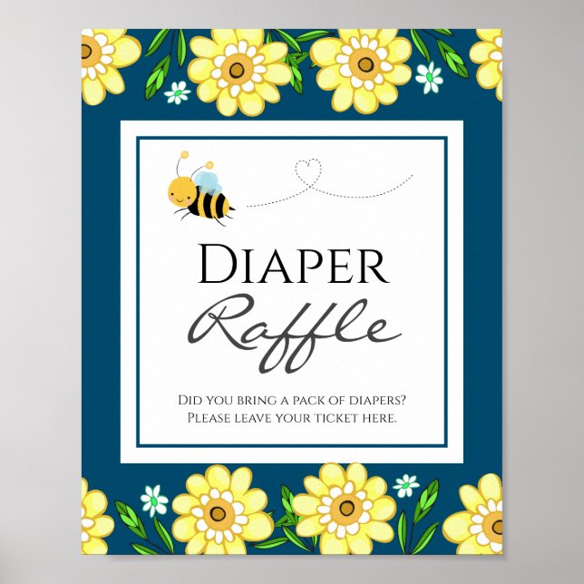Bee Bee Bee Diaper Raffle Party Sign Poster (Framsidan)