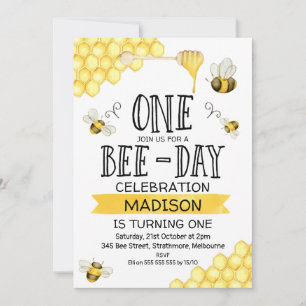 Bee Bee Day First Birthday bjudande Inbjudningar