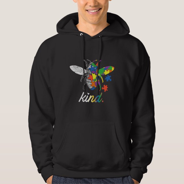 Bee Bee Vacker Autism Awareness Tee Puzzle Hoodie (Framsida)