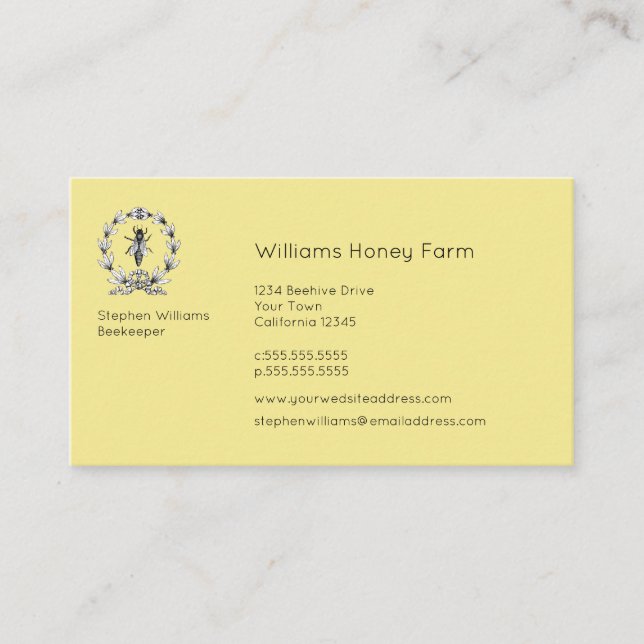 Bee BeeKeeper Honey Farm | Drottningbin Visitkort (Framsida)