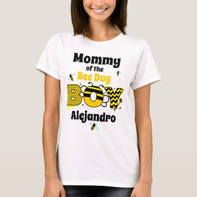 Bee Birthday Boy Mamma T Shirt (Framsida)