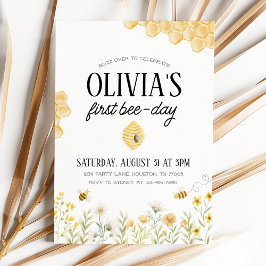 Bee Birthday First Bee Day Invitation Inbjudningar
