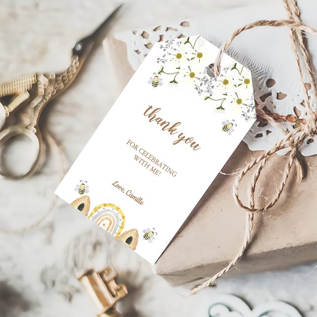 Bee Birthday Presentetikett (Skapare uppladdad)