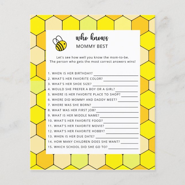 Bee blommigt babydusch, som vet mamma bäst (Framsida)