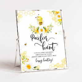 Bee blommigt daisy nappar jagar babyduschspel poster
