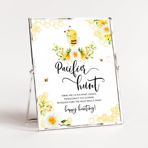 Bee blommigt daisy nappar jagar babyduschspel poster