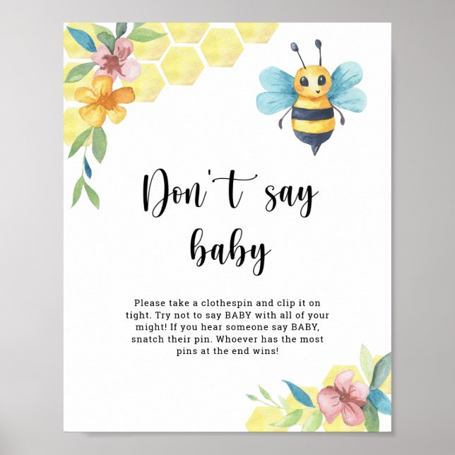 Bee blommigt - säg inte baby poster (Framsidan)