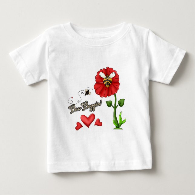 Bee Boppin Bee på Flower T-shirt (Framsida)
