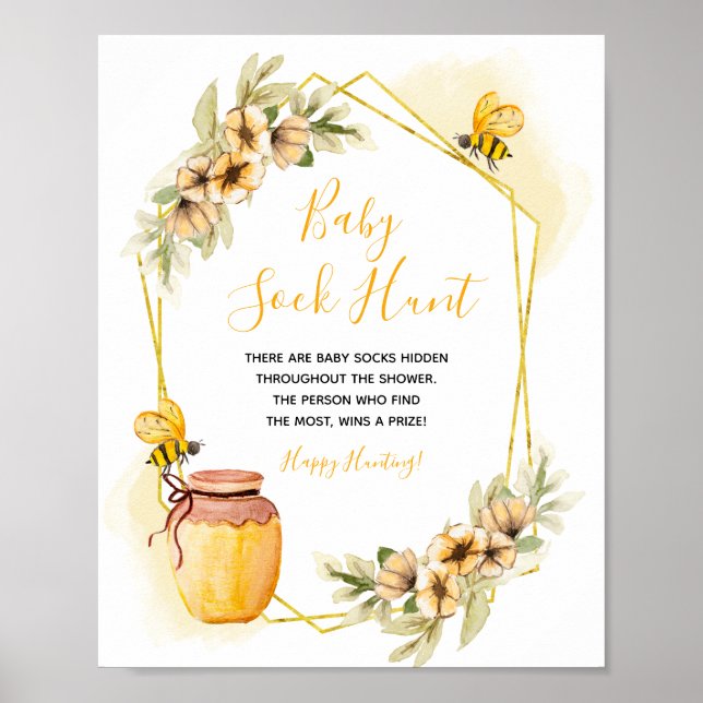Bee Botanical Baby Sock Hunt Poster (Framsidan)