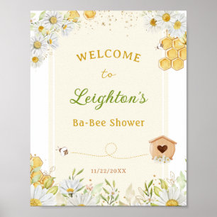 Bee Bumblebee Little honey Gult Cute Baby Shower Poster